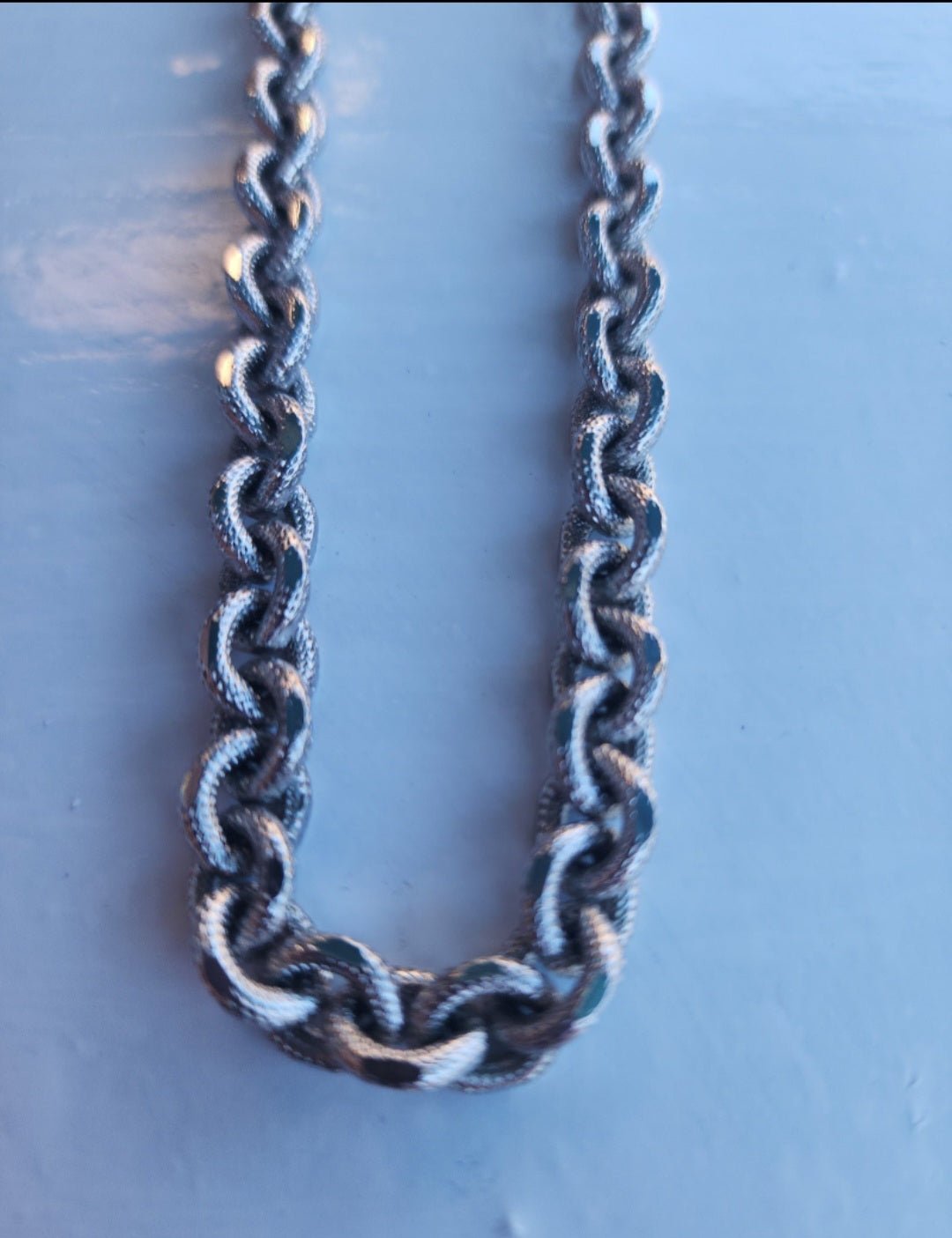 Designer by Crown Trifari, necklace, double link silver tone 38 inches. - I Bought a Yard Sale