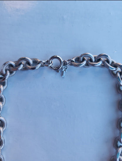 Designer by Crown Trifari, necklace, double link silver tone 38 inches. - I Bought a Yard Sale
