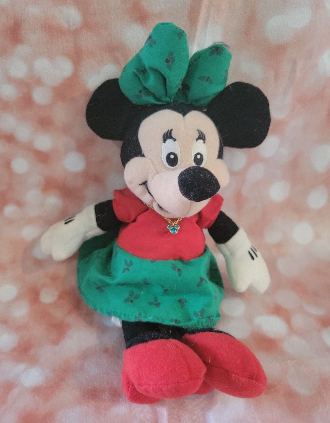 Disney Store Minnie Mouse Plush with Turquoise Austraian Crystal Necklace - 8" - I Bought a Yard Sale
