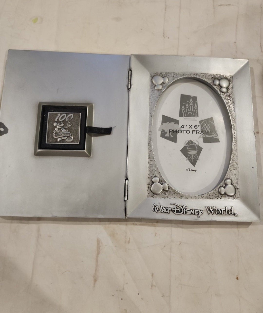 Disney World Mickey 100 Years Anniversary Pewter book, frame w Collector’s Pin - I Bought a Yard Sale