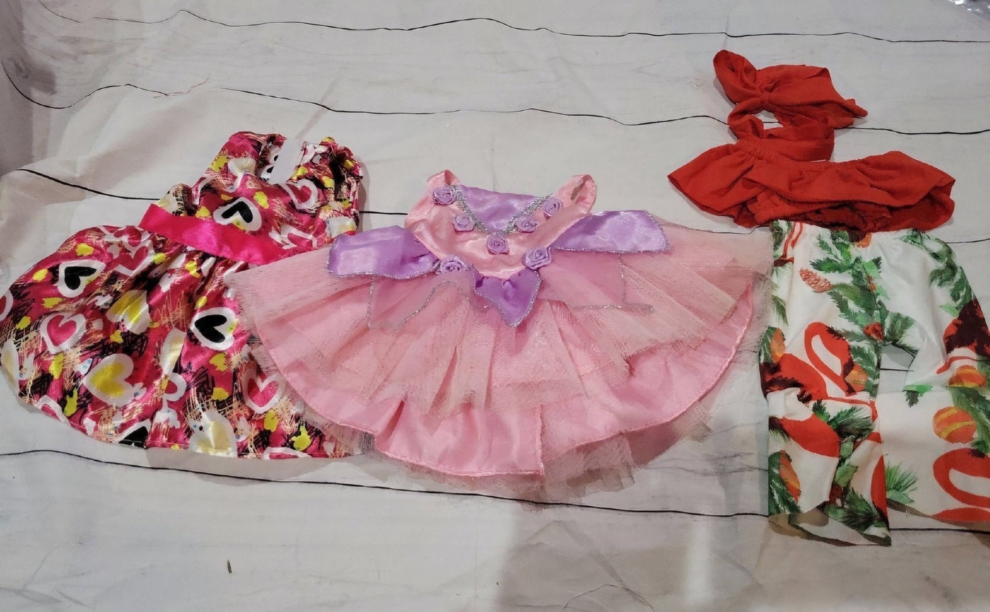 Doll 16" Clothes 2 Dresses, pants, top, and Ribbon - I Bought a Yard Sale