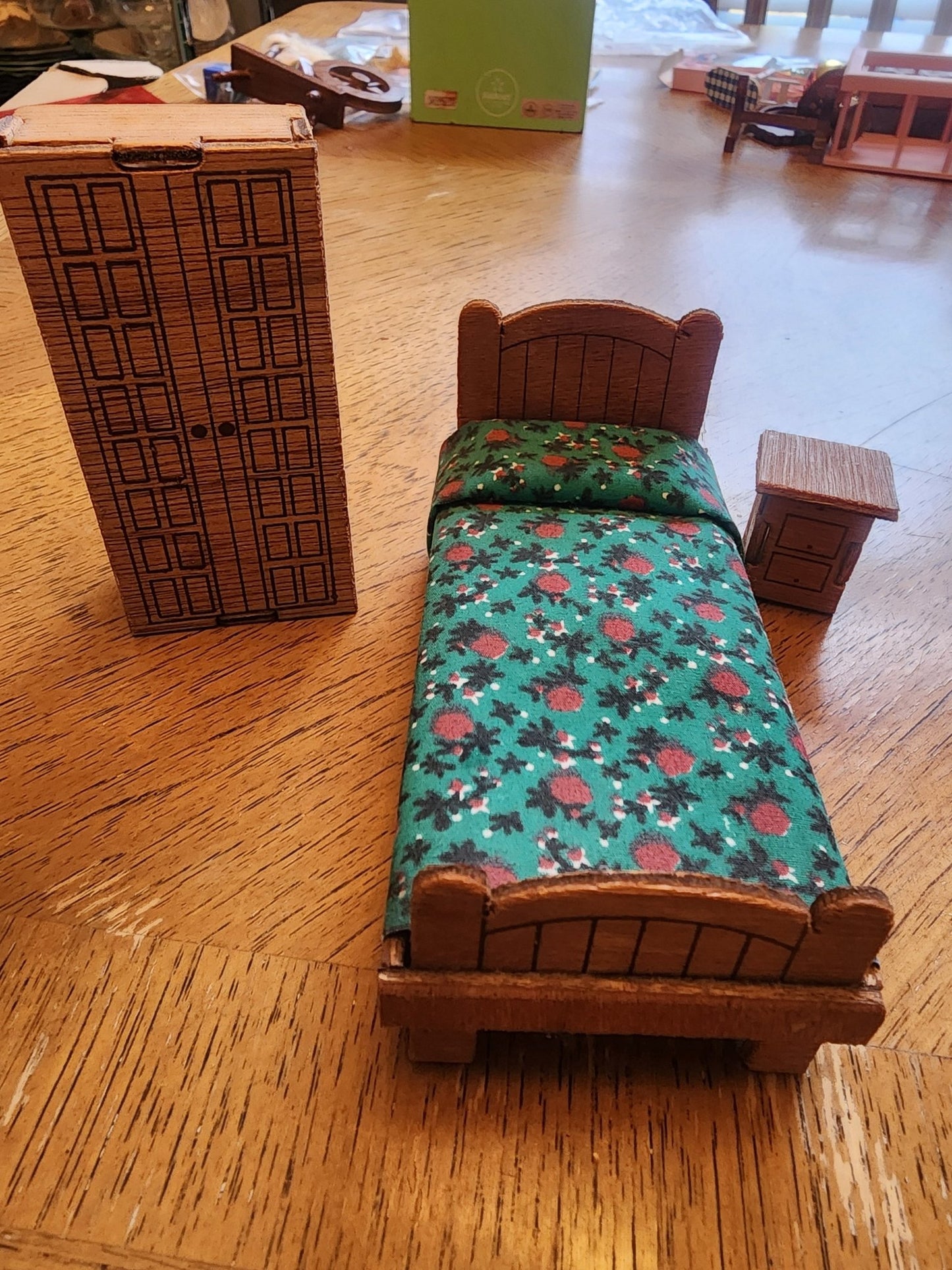 Doll House Bed Wardrobe and nightstand - I Bought a Yard Sale