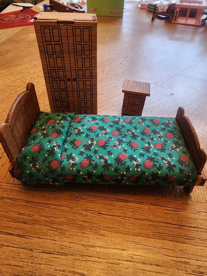 Doll House Bed Wardrobe and nightstand - I Bought a Yard Sale
