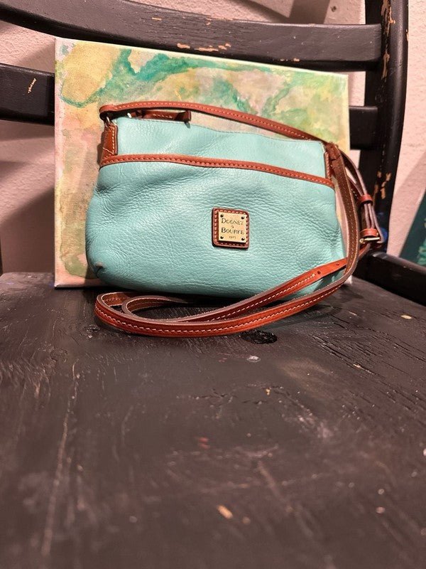 Dooney & Bourke Pebble Grain Leather Ginger Crossbody Bag in Aqua - I Bought a Yard Sale
