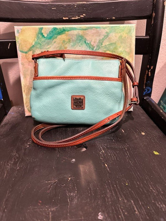 Dooney & Bourke Pebble Grain Leather Ginger Crossbody Bag in Aqua - I Bought a Yard Sale