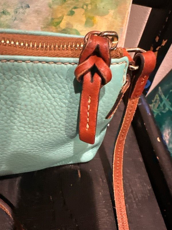 Dooney & Bourke Pebble Grain Leather Ginger Crossbody Bag in Aqua - I Bought a Yard Sale