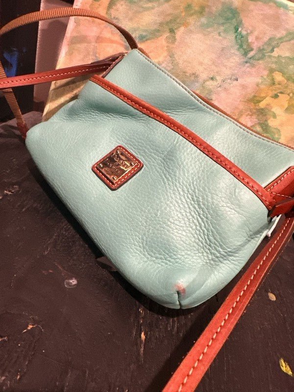 Dooney & Bourke Pebble Grain Leather Ginger Crossbody Bag in Aqua - I Bought a Yard Sale