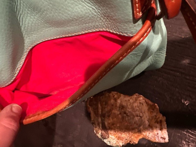 Dooney & Bourke Pebble Grain Leather Ginger Crossbody Bag in Aqua - I Bought a Yard Sale