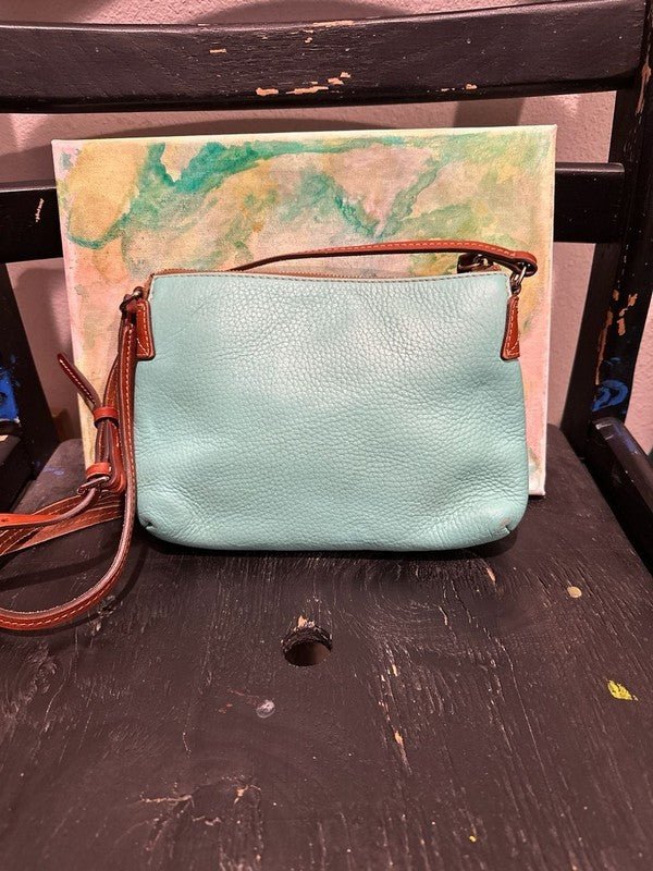 Dooney & Bourke Pebble Grain Leather Ginger Crossbody Bag in Aqua - I Bought a Yard Sale