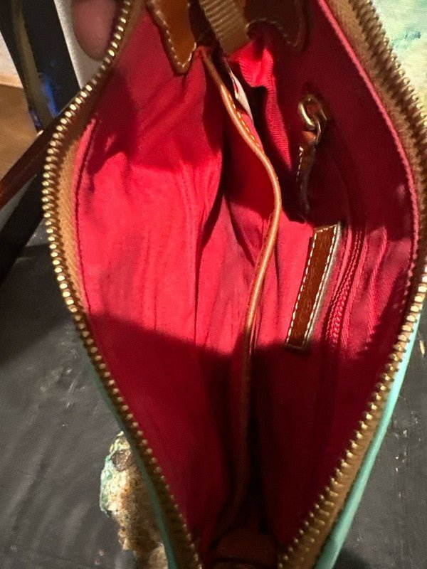 Dooney & Bourke Pebble Grain Leather Ginger Crossbody Bag in Aqua - I Bought a Yard Sale