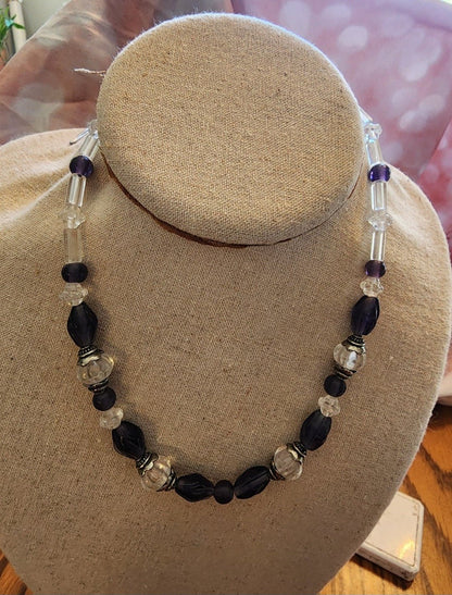 Elegant Purple and Clear Beaded Necklace - I Bought a Yard Sale