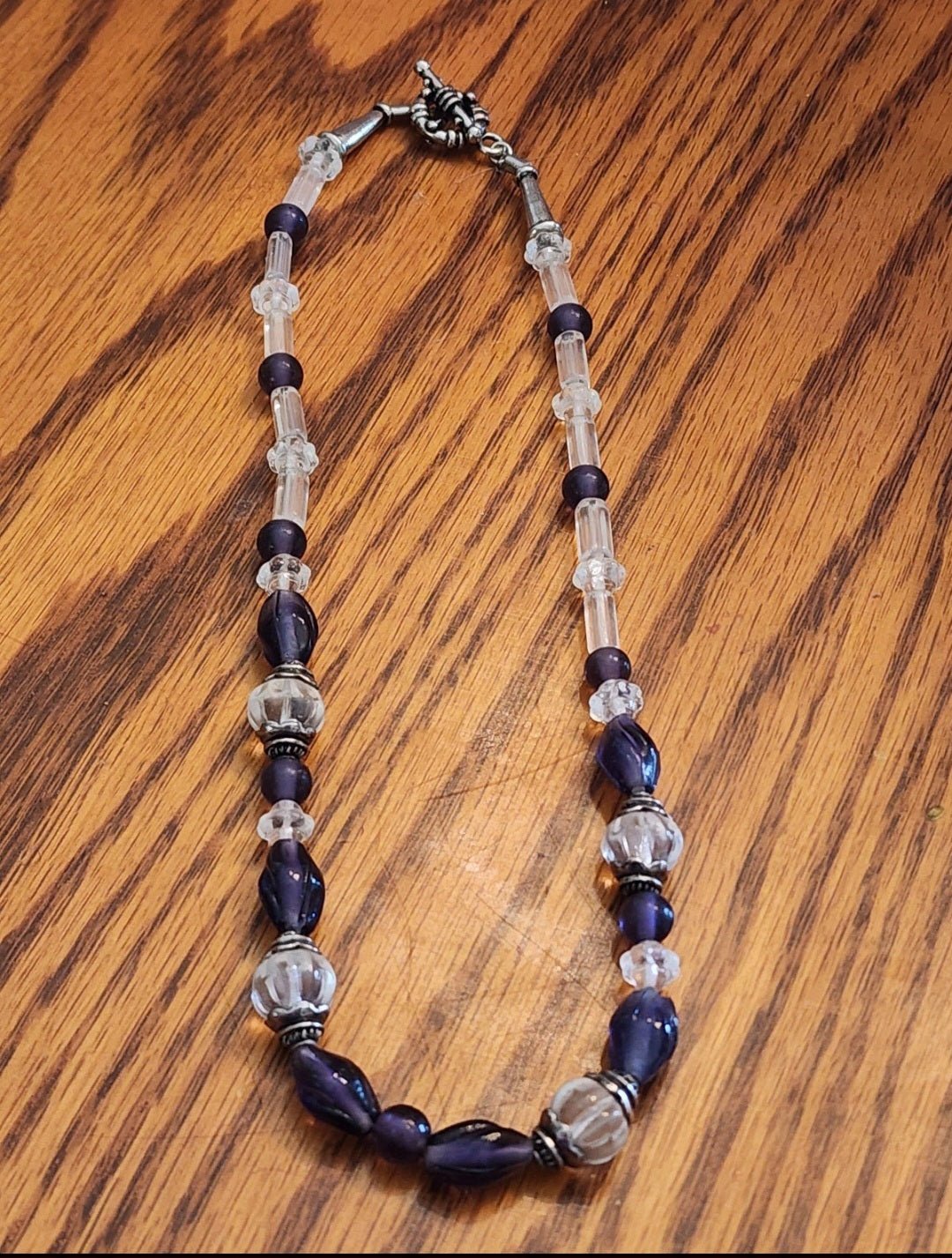 Elegant Purple and Clear Beaded Necklace - I Bought a Yard Sale