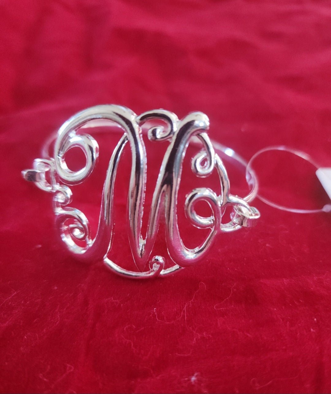 Elegant Silver - Tone Monogram 'M' Cuff Bracelet for Women - I Bought a Yard Sale
