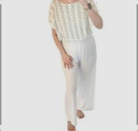 Emma & Michele Pants Jumpsuit For Women M Ivory - I Bought a Yard Sale