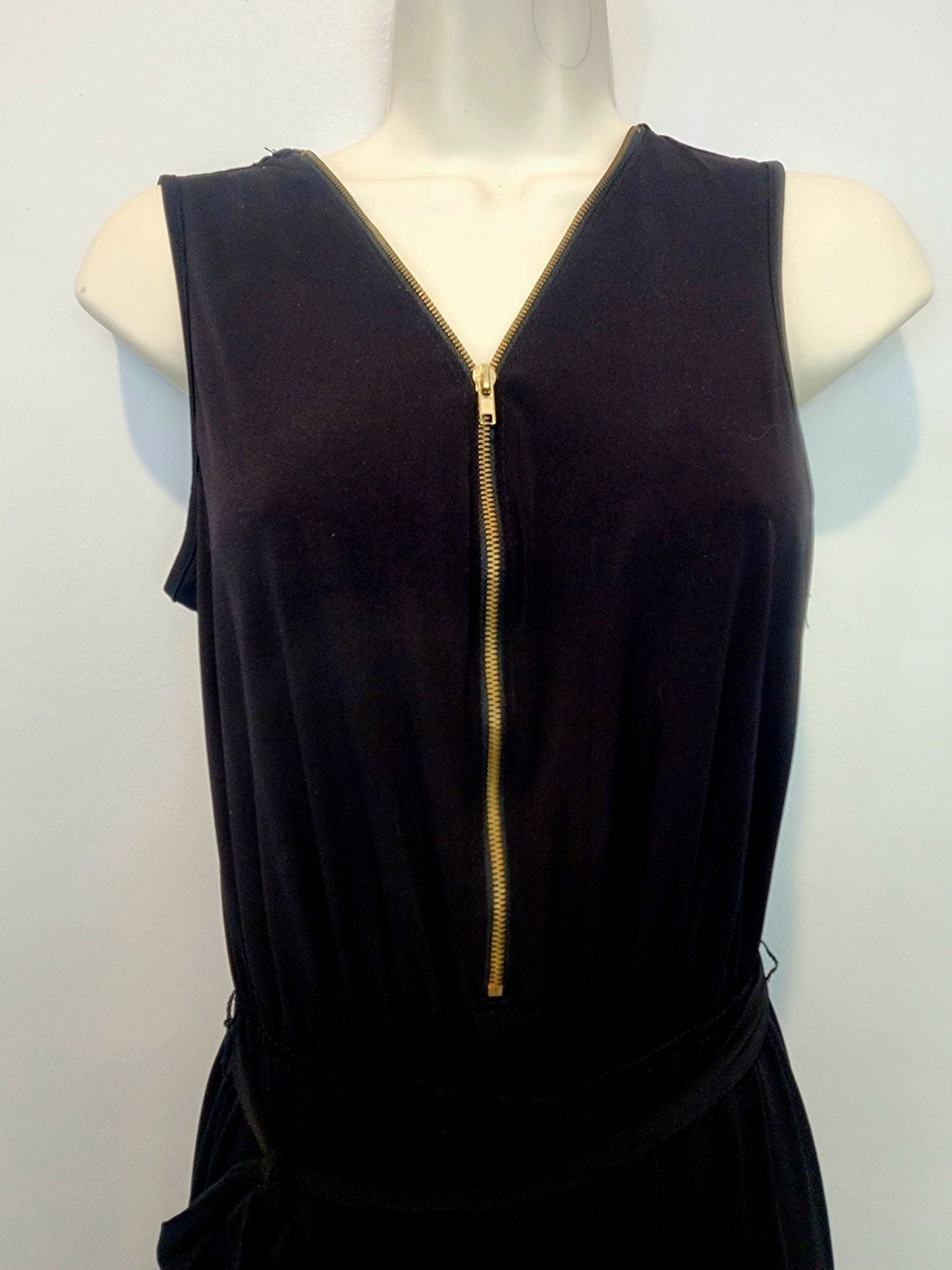 Espesso Women's Sleeveless Jumpsuit Pants Black with Gold Zipper Size M - I Bought a Yard Sale