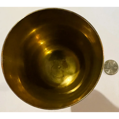 Vintage Etched Brass Goblet Chalice 🏺 Indian Bright-Cut Engraving INDIA Scratch Mark to Base