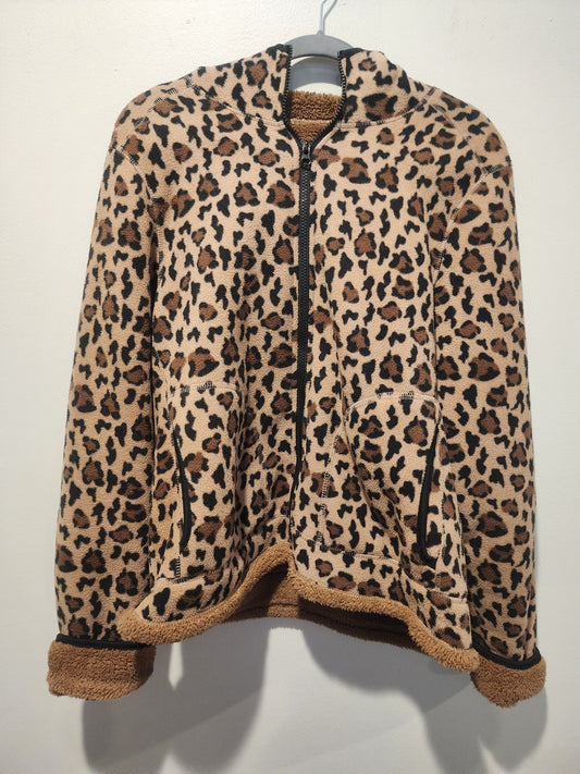 Faded Glory Leopard print Fleece Jacket M - I Bought a Yard Sale