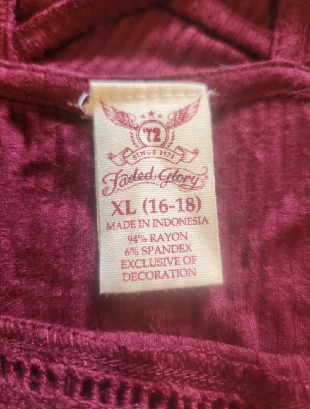 Faded Glory Women's XL 16 - 18 Sleeveless Stretch Tank Top with lace an top - I Bought a Yard Sale