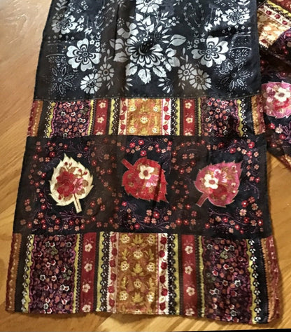 Fall silk scarf by Oscar de la Renta Floral & Leaves - I Bought a Yard Sale
