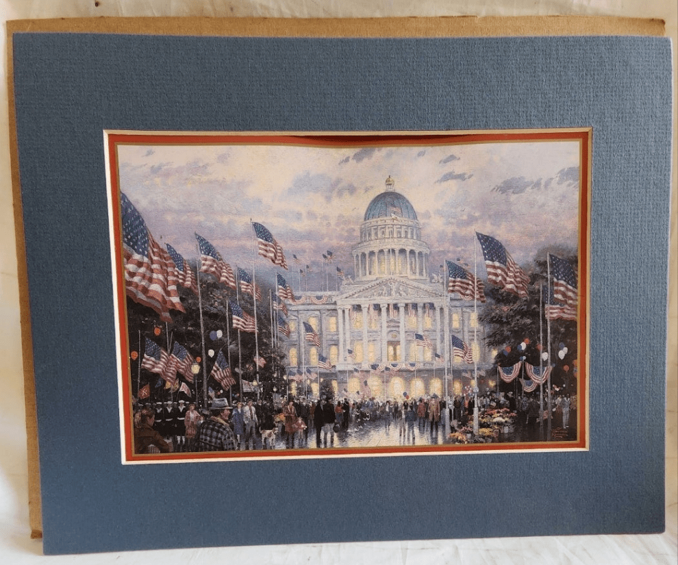 Flags Over the Capitol by Thomas Kinkade Matted Picture Washington DC - I Bought a Yard Sale