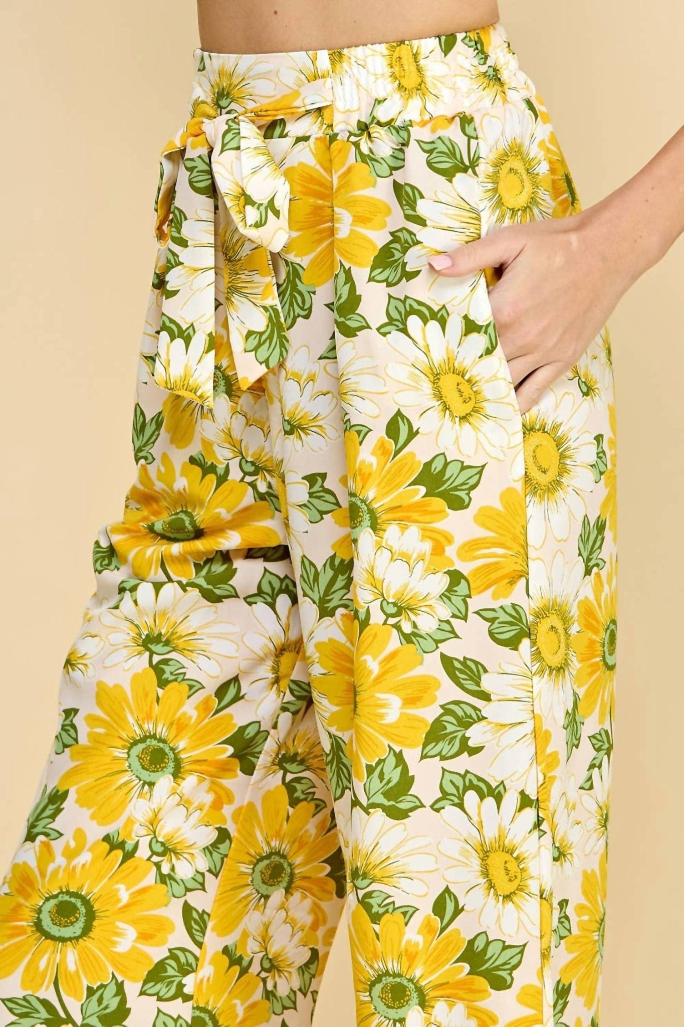 Floral Print Paper Bag Waist Pants - I Bought a Yard Sale