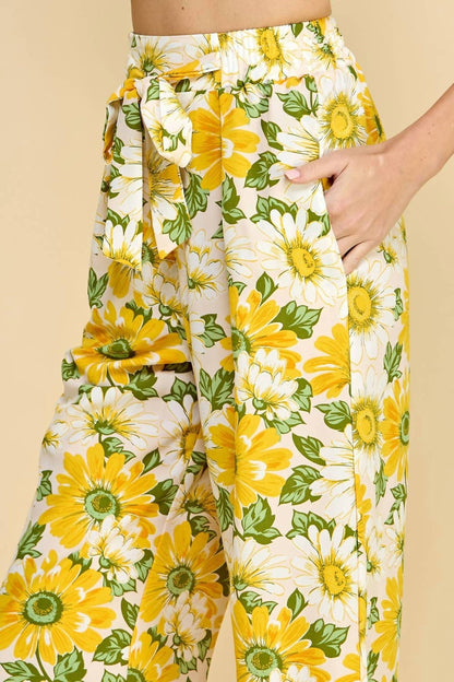 Floral Print Paper Bag Waist Pants - I Bought a Yard Sale