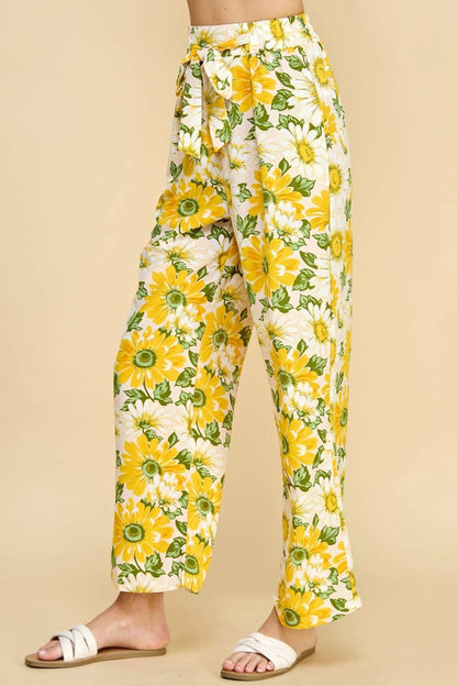 Floral Print Paper Bag Waist Pants - I Bought a Yard Sale