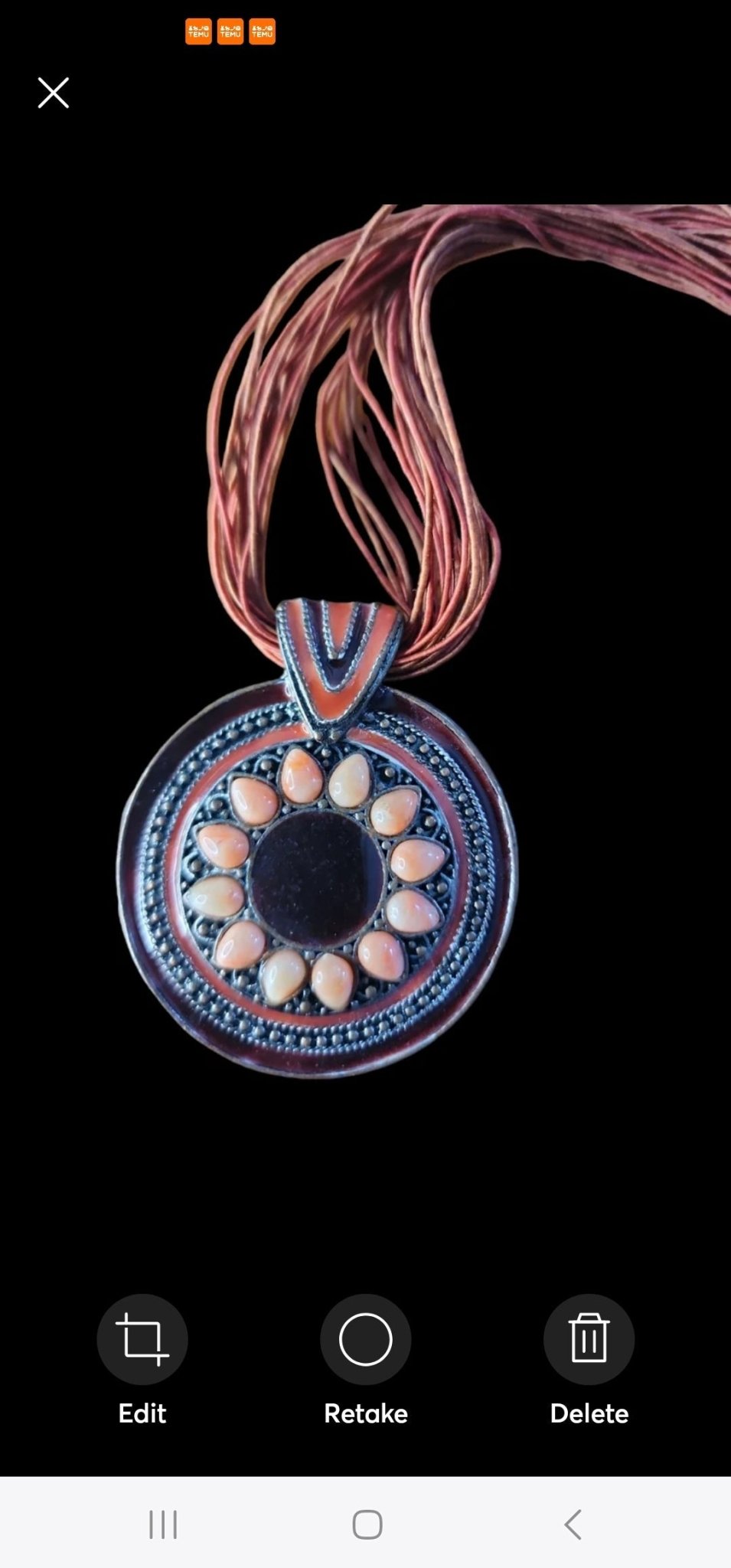 Flower Medallian Necklace with earthy tones Boho Style - I Bought a Yard Sale