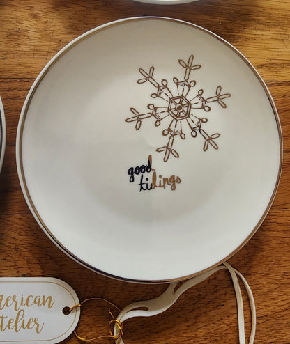 Four American Atelier holiday - themed dessert plates. Christmas - I Bought a Yard Sale