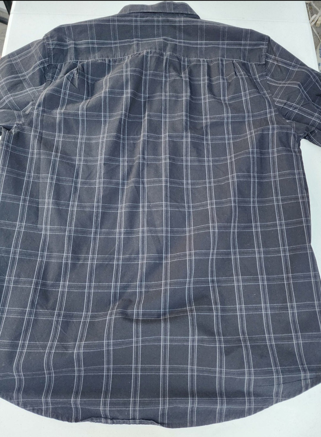 George MEN'S Shirt XLT 46 - 48 Black with Gray Stripes Button - Down short sleeve - I Bought a Yard Sale