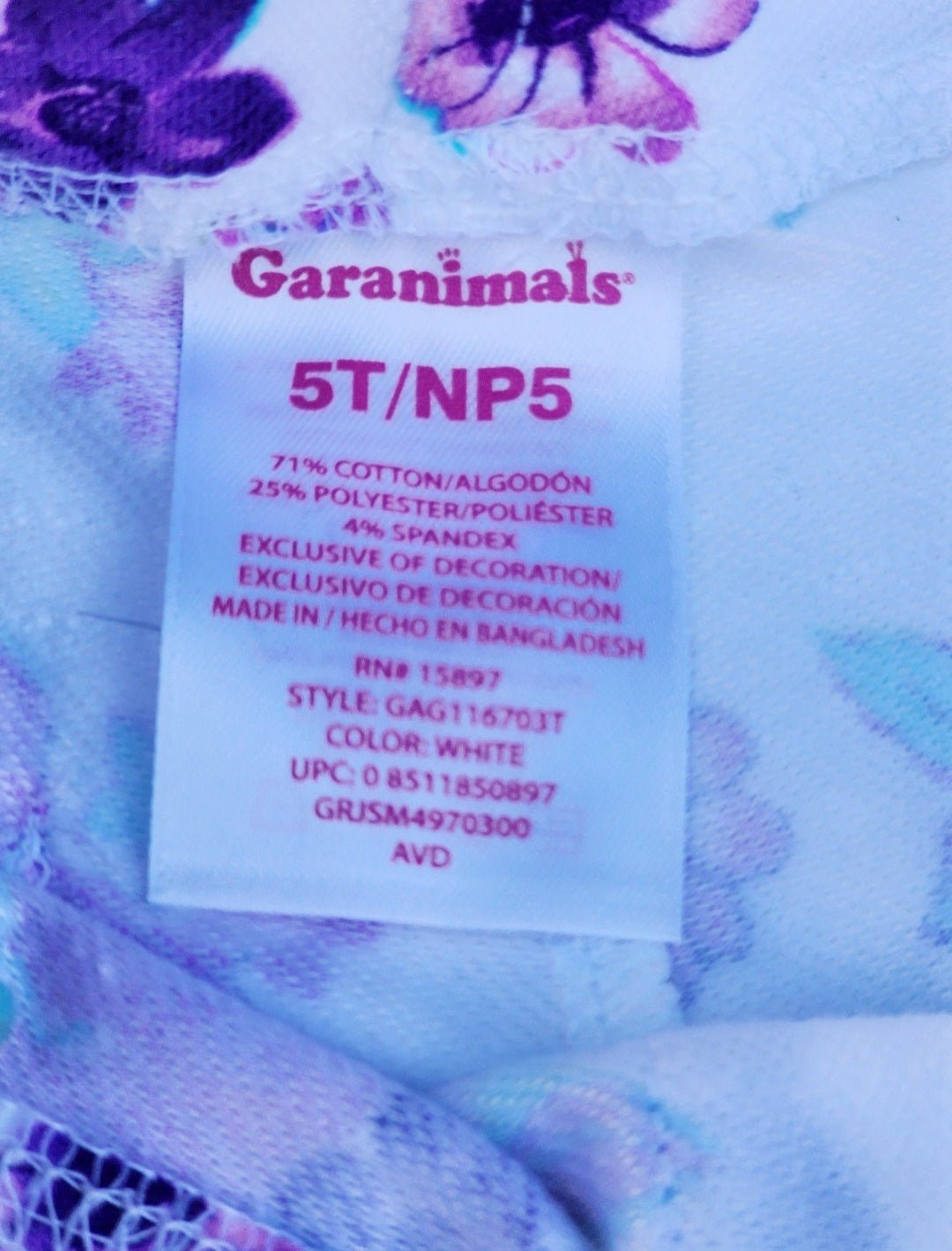 Girls Garanimals Pants Printed Jeggings Purple white 5T - I Bought a Yard Sale