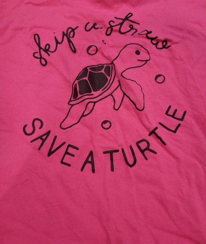Girls large long sleeve hooded tee Skip a straw Save a Turtle 14/16 - I Bought a Yard Sale