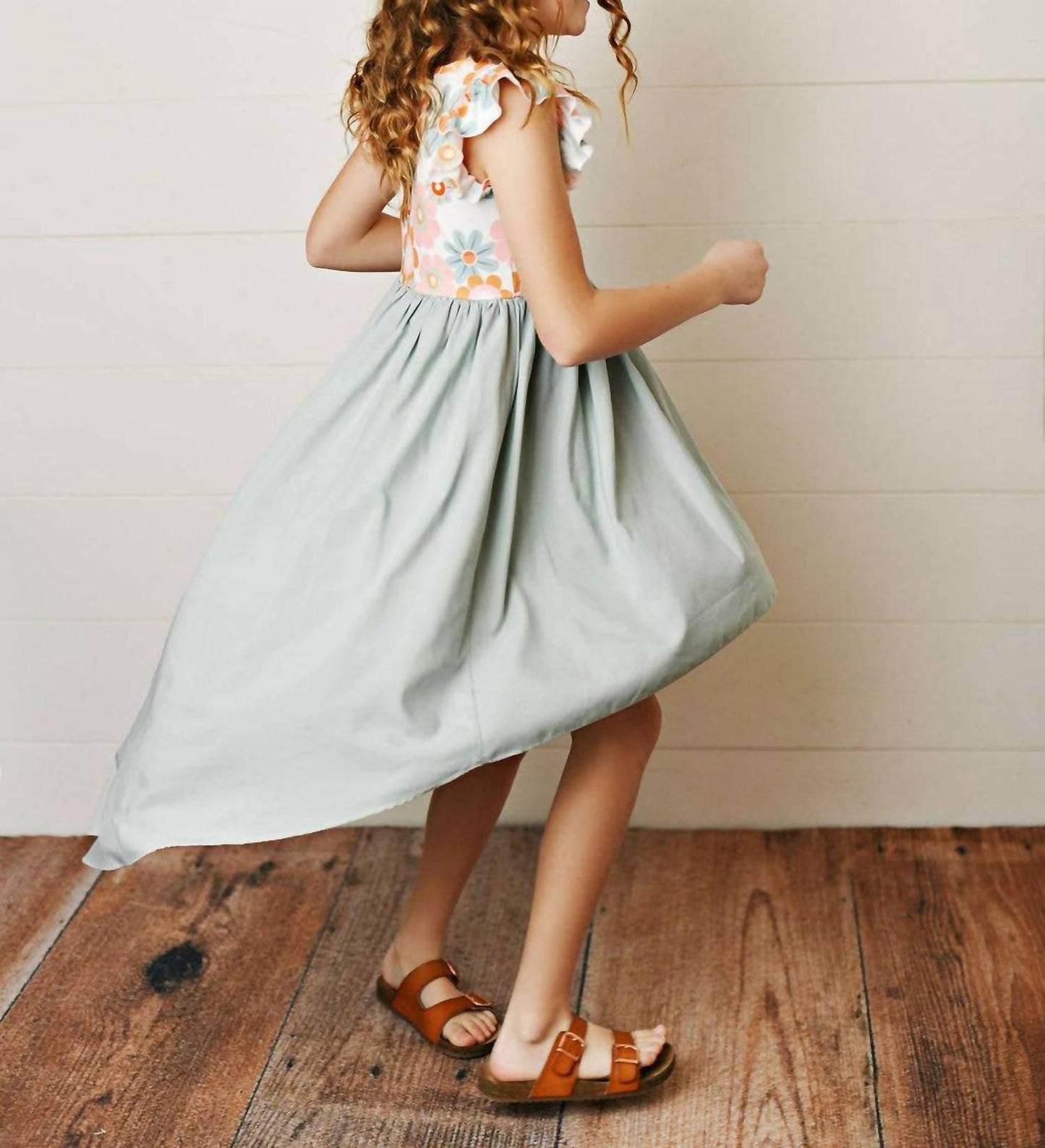 Girls Retro Daisy Hi - lo Flutter Sleeve Dress - I Bought a Yard Sale