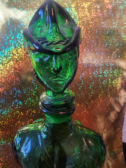 Green Art Glass Soldier Decanter made in Italy - I Bought a Yard Sale