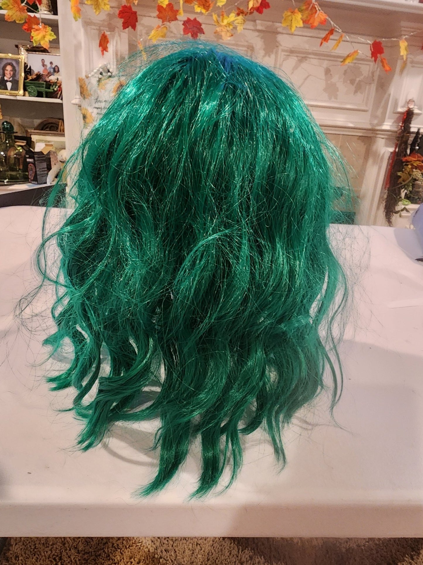 Green Wavy Wig with Bangs - Perfect for Cosplay, Halloween, or Parties - I Bought a Yard Sale