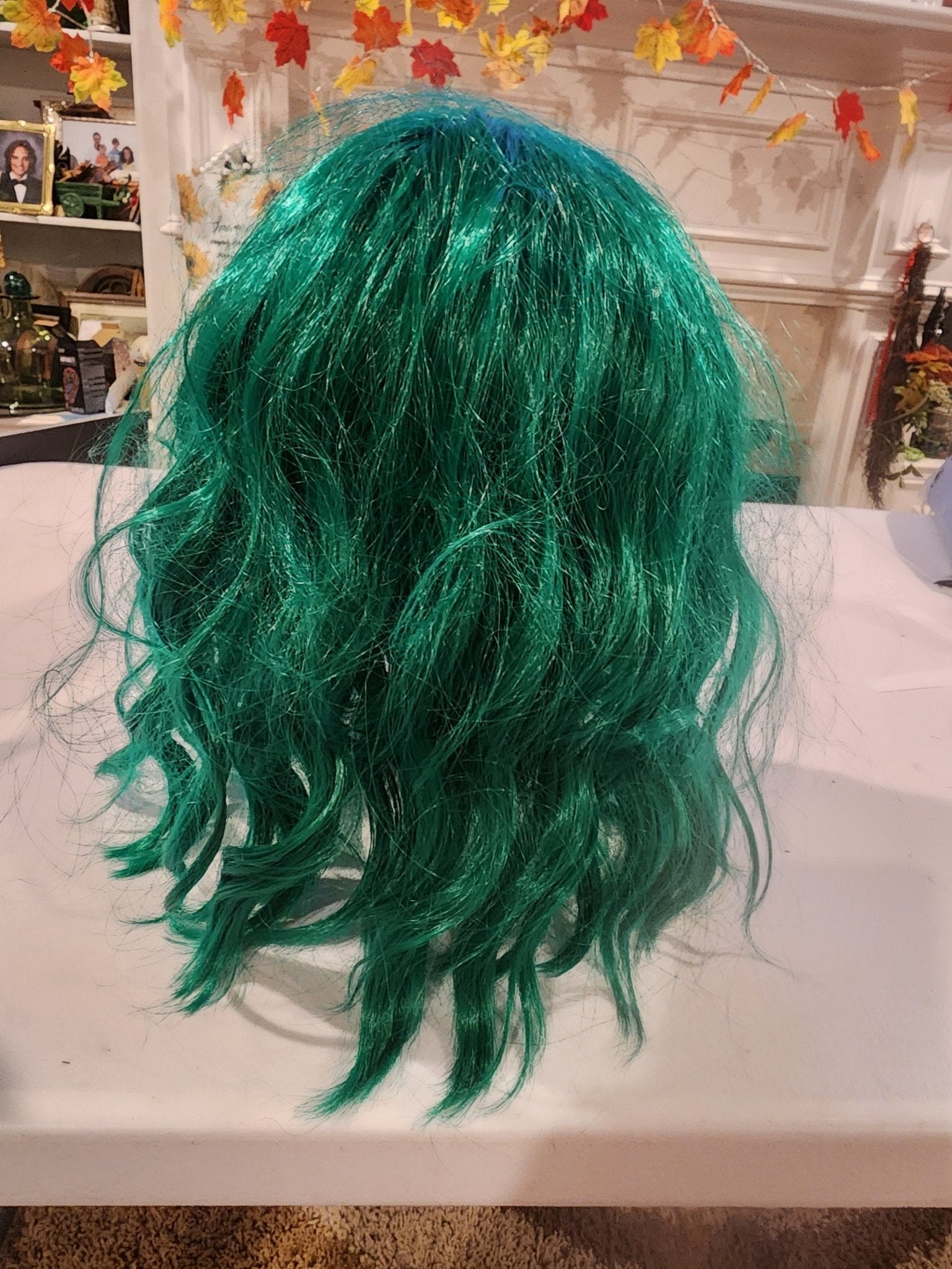 Green Wavy Wig with Bangs - Perfect for Cosplay, Halloween, or Parties - I Bought a Yard Sale