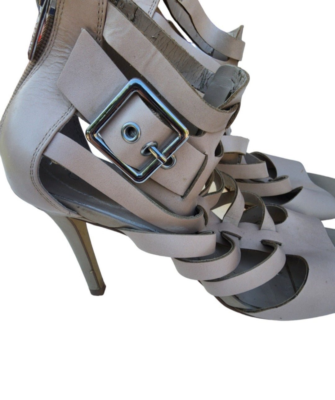 GUESS Beige Gladiator Stiletto Sandals, Size 9 - Sheek Strappy Buckle Design. - I Bought a Yard Sale