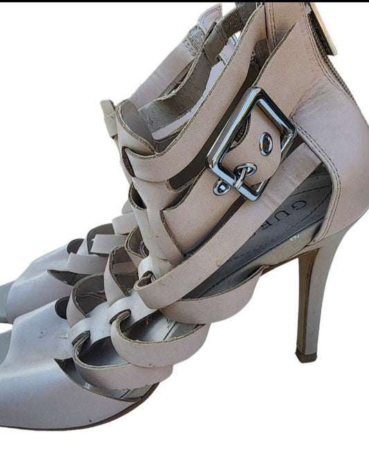 GUESS Beige Gladiator Stiletto Sandals, Size 9 - Sheek Strappy Buckle Design. - I Bought a Yard Sale