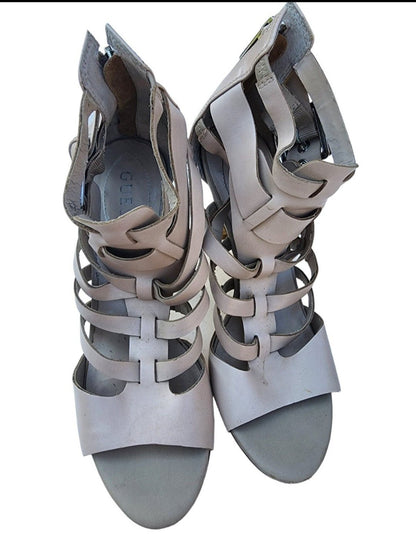 GUESS Beige Gladiator Stiletto Sandals, Size 9 - Sheek Strappy Buckle Design. - I Bought a Yard Sale