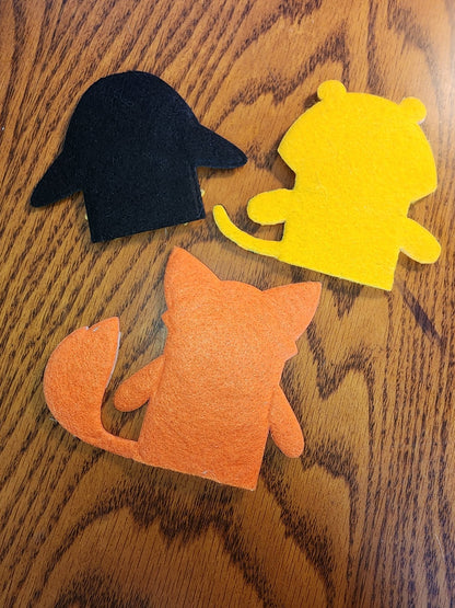 Handmade Felt Finger Puppet Trio Fox, Tiger & Penguin for Kids' Imaginative play - I Bought a Yard Sale