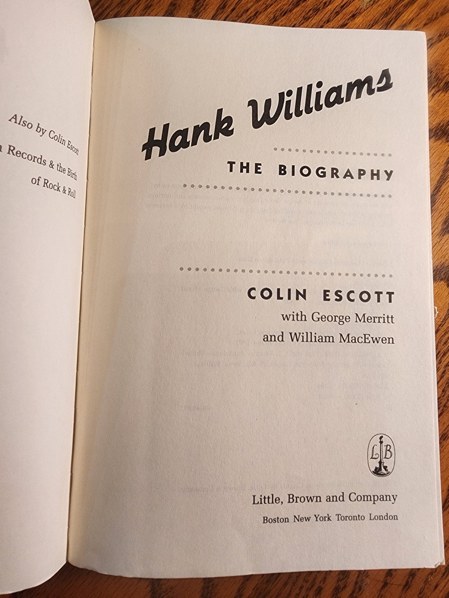 Hank Williams: The Biography softcover book 1995 by Colin Escott - I Bought a Yard Sale