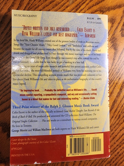 Hank Williams: The Biography softcover book 1995 by Colin Escott - I Bought a Yard Sale