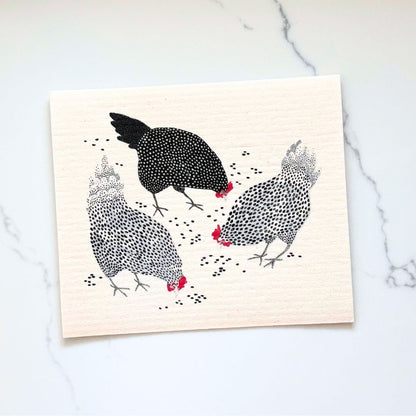 Happy Chickens Swedish Dishcloth - I Bought a Yard Sale