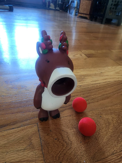 Hog Wild Holiday Reindeer Popper Christmas Toys Stocking Stuffer & 3 balls - I Bought a Yard Sale