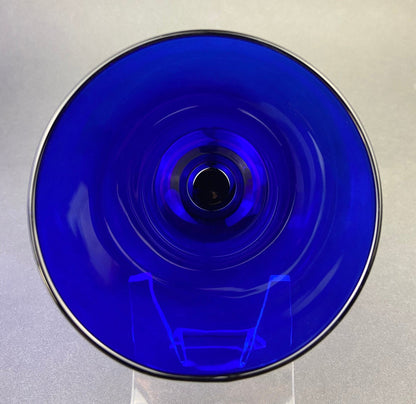 Cobalt Blue Glass Water Goblets. Set of Eight Contemporary Style Stemware. Dark Blue Modern Glassware. Fine Dining.