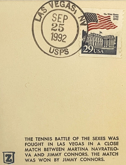 Vintage 1992 Battle of the Sexes Embossed Stamped Envelope | Navratilova vs Connors