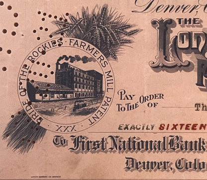 Antique 1921 Longmont Farmers Milling Voucher Check Unearthed