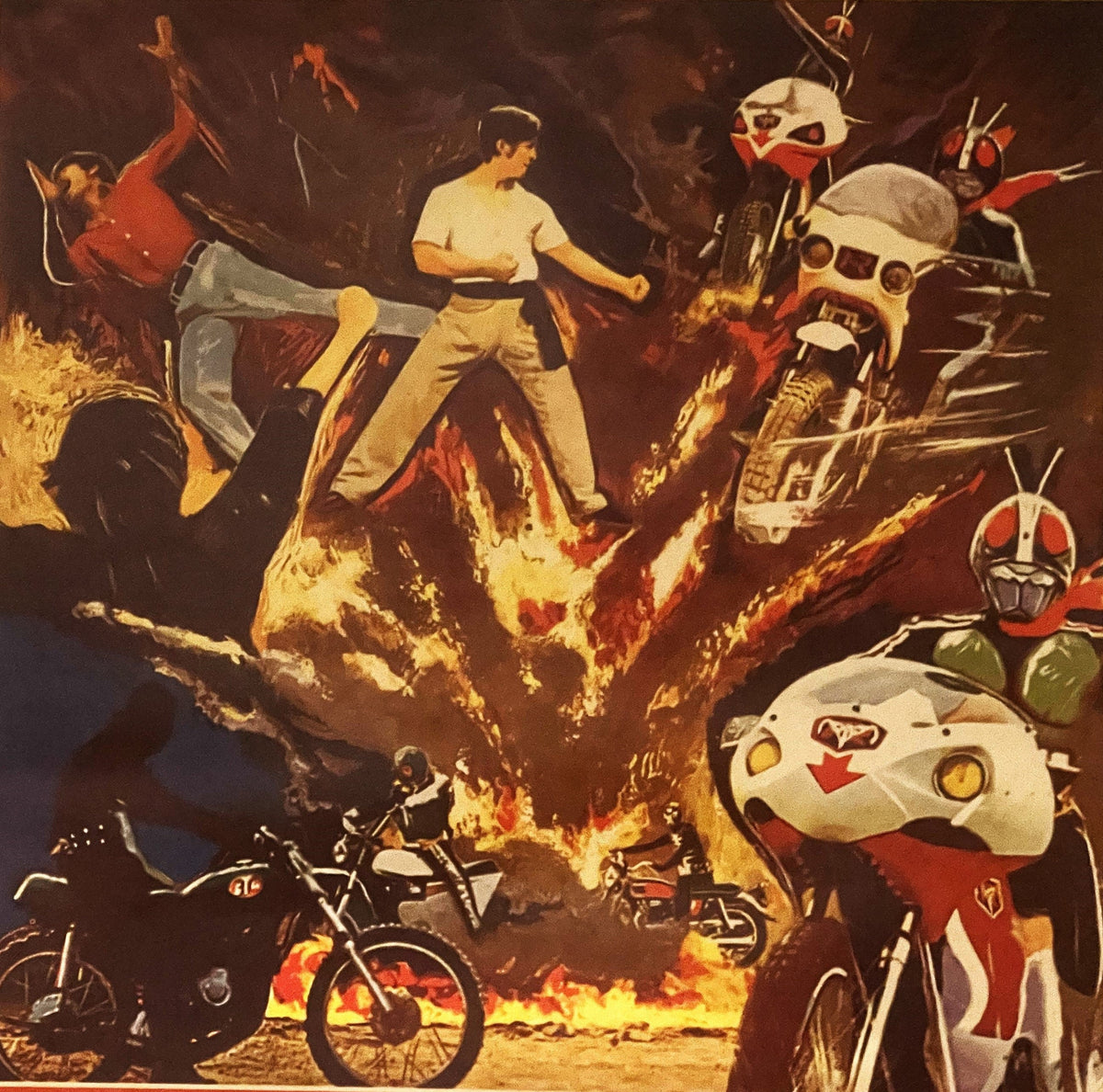 Vintage Belgian Movie Poster Super Riders 🤖 1976 Les 3 Fantastiques Supermen Kamen Rider Tokusatsu