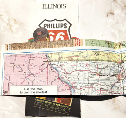 Vintage Blast from the Past Phillips 66 Illinois Coca-Cola Map Treasure