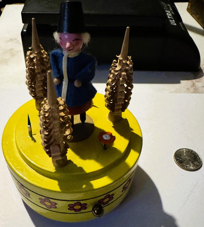 Vintage Reuge Swiss Movement Music Box 🎵 Dancing Folk Figure Lara's Theme German Erzgebirge